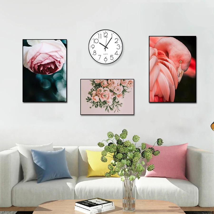 ASAPFOR Flamingo Wall Art Canvas Painting for Bedroom Pink Flower Print Abstract Woman Poster Birds Decorative Pictures | Дом и сад