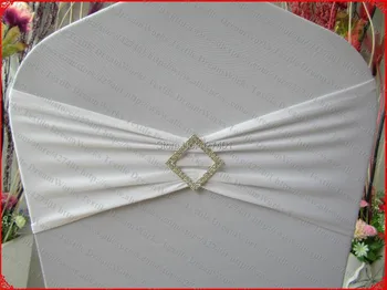 

White Single Layer Spandex/Lycra/Expand Bands/Covers With Rhombic Diamond Buckle&Pin For Wedding Party Banquet Decorations