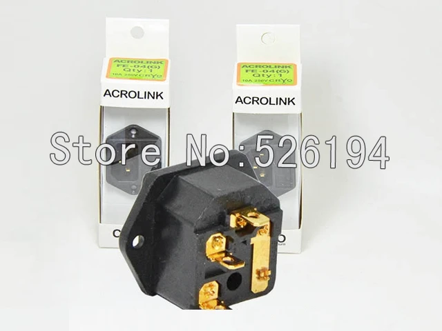 Free shipping Acrolink Power IEC Inlets FE-4(G) Input Power Connector - 24k Gold-Plated