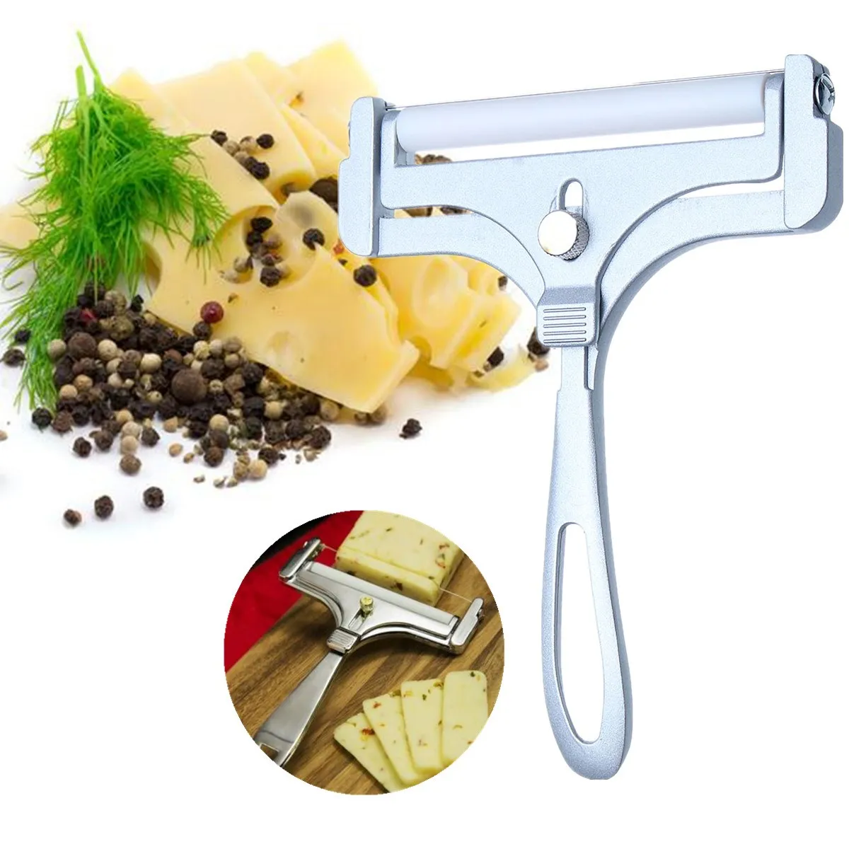 

Kitchen Zinc Alloy Adjustable Cheese Slicer Cutter Cheese Slicers Knife Butter Grater Wire Home Baking Cooking Tools Gadgets