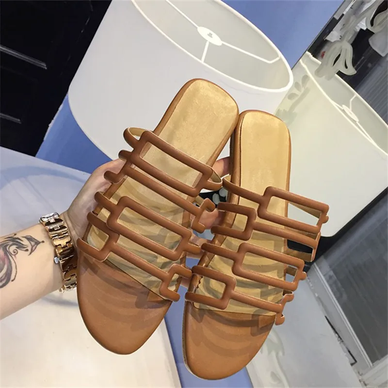

2019 Hallow Out Women Slipper Summer Outdoor Beach Woman Flats Open Toe Women Slides Hot Brand Designer Chic Shoes Zapatos Mujer