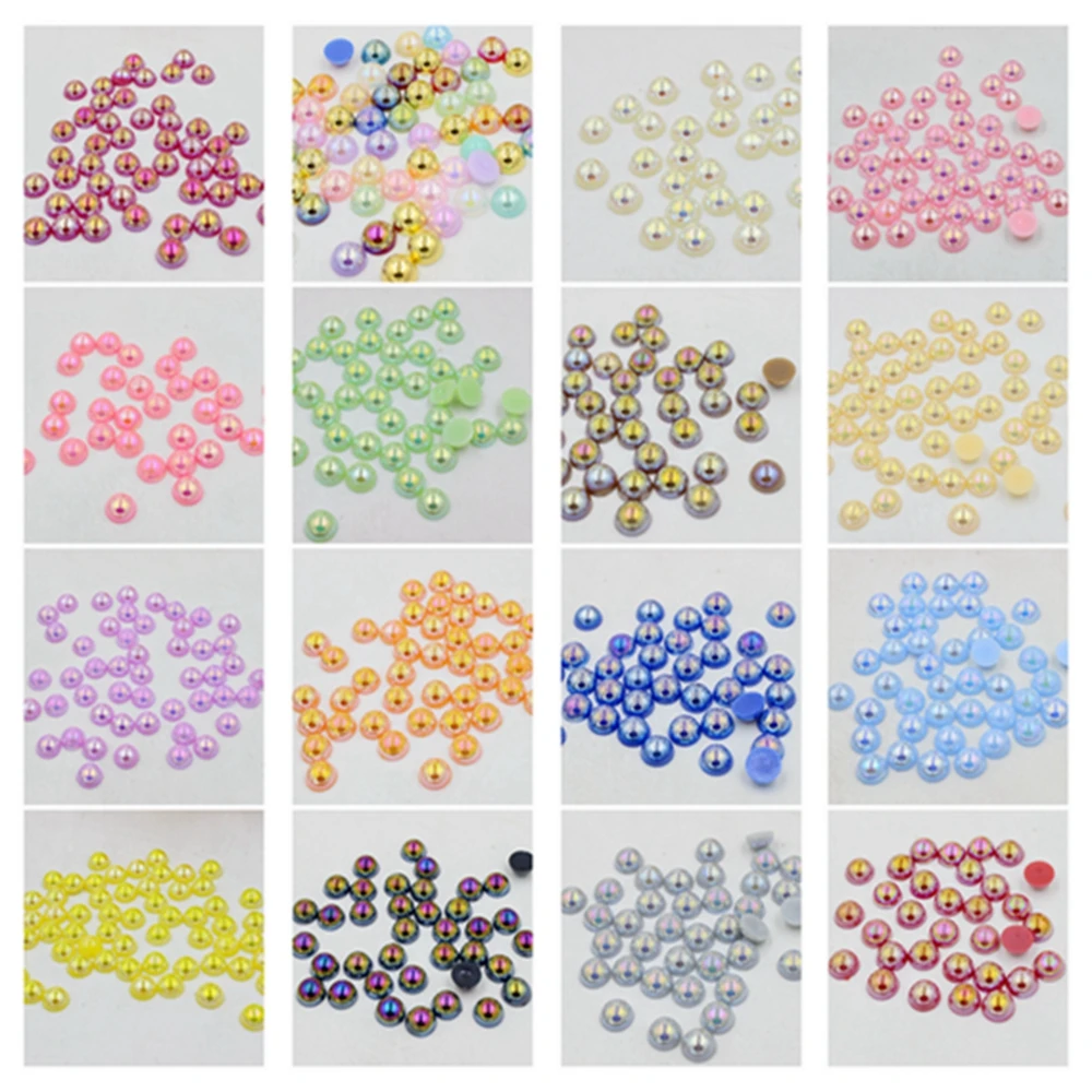 

Pick 3,4,5,6,8,10,12mm Multi AB Colors Resin ABS Round Flatback Imitation Pearls Beads Crafts For Diy Nail Art Phone Decoration