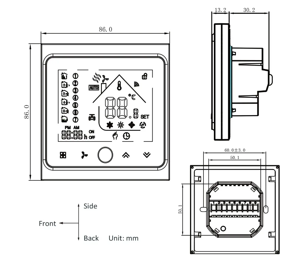 2p 4p cooling/heating digital wireless wifi thermostat room temperature control for Central air conditioning