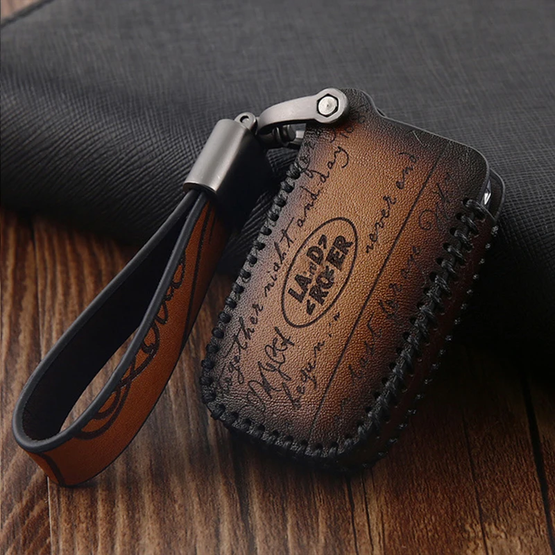 

retro style genuine leather Car Key Case Cover For Land Rover A9 Discovery Range Rover Sport 4 Evoque Freelander 2 Discovery