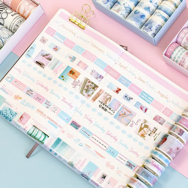 20 шт. милый Единорог васи лента Kawaii розовая декоративная клейкая простая