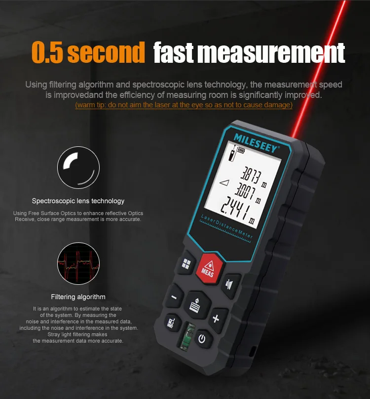 Mileseey X5 новая модель лазерный дальномер лазерный измеритель расстояния Измеритель высоты измерительный прибор лазерный измеритель расстояния