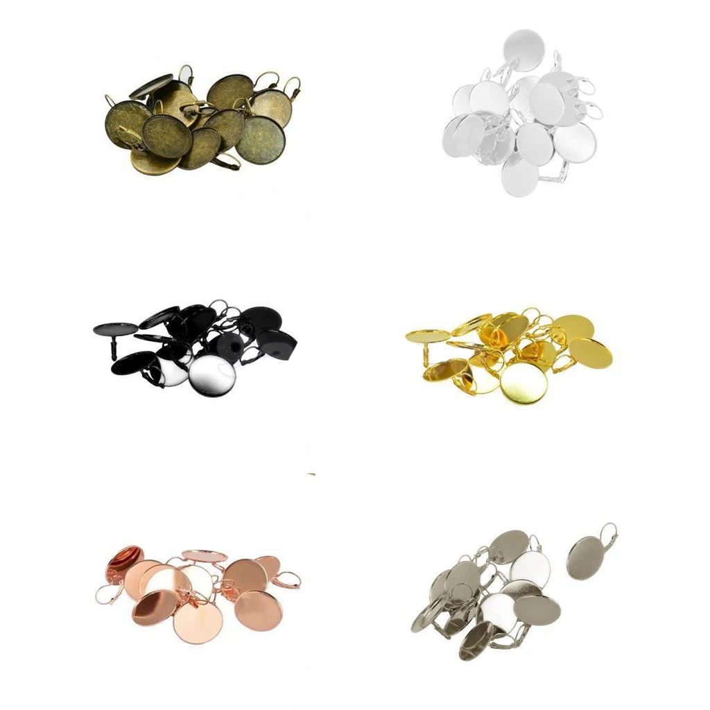 12 Pieces Earrings Round Cabochon Empty Base Bezel Earring Tray Cameo 25mm DIY Resin Base Findings