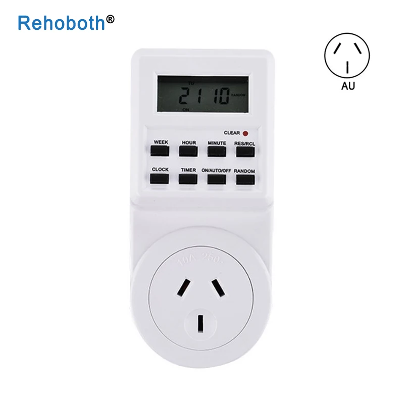 Electronic Digital Timer Switch Socket 24 Hour Cyclic EU UK AU US BR FR Plug Kitchen Timer Outlet Programmable Timing Socket 220 - Цвет: AU  AC230V