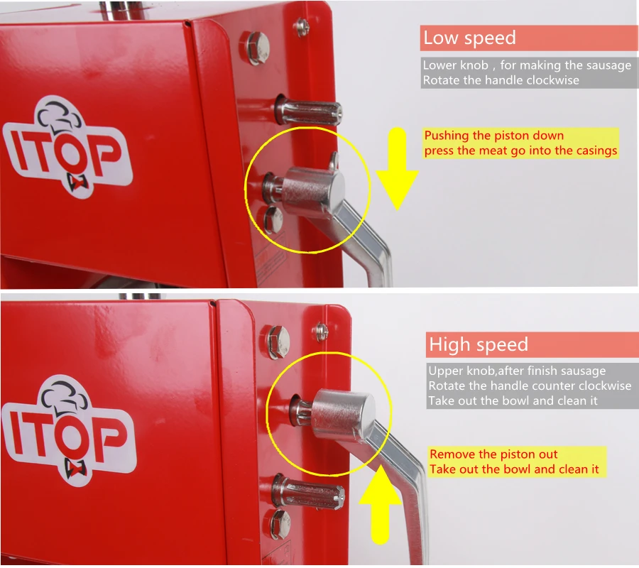 ITOP Руководство Красный 3L колбасы шприцы двойной скорости еда мясо колбаса наполнитель пищевой фасовки кухонные Кухонные комбайны