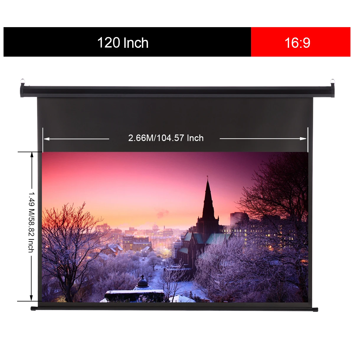 Excelvan Tragbar 120"16:9 Elektrisch Projektor Leinwand Beamer Bildschirm Screen 