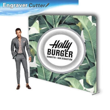

8ft Straight Fabric Tension Display Wall Double Sided Graphics Included, Trade Show Display