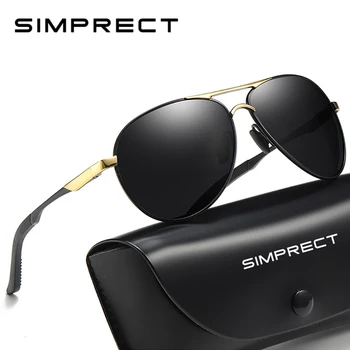 

SIMPRECT 2020 Retro Pilot Polarized Sunglasses Men Metal Driving Mirror Sun Glasses UV400 High Quality Fashion Lunette De Soleil