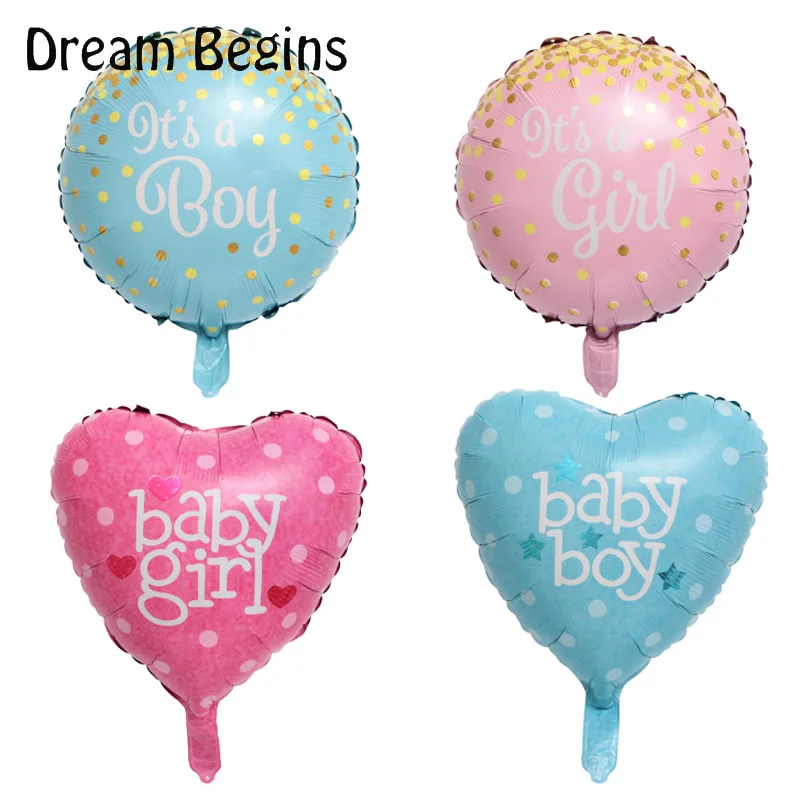 DB 2 шт. baby shower его девушка украшения мальчик Синий розовые шары Круглый сердце пол