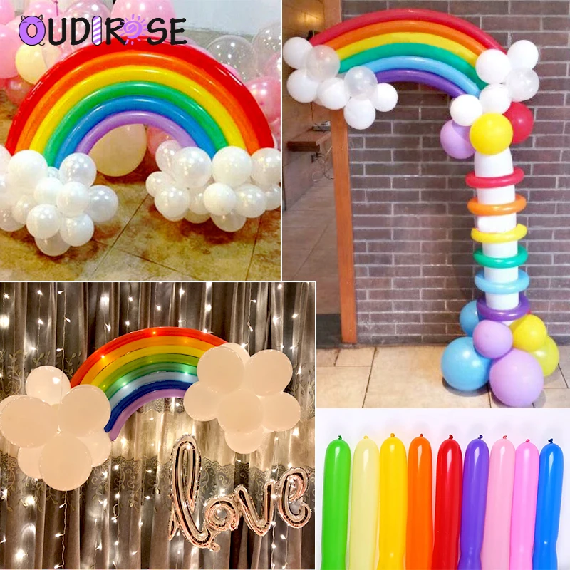 Oudirose 25pcs Set Latex Rainbow Balloon Wedding Happy Birthday