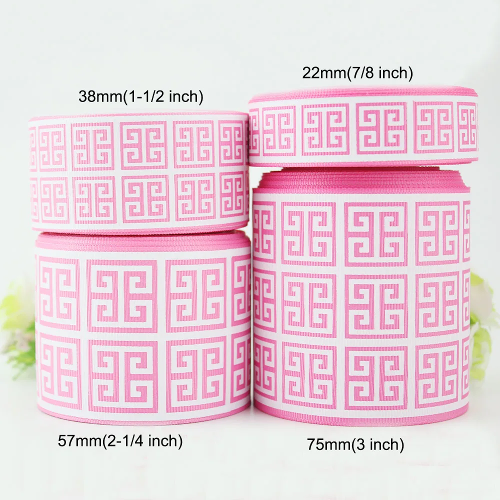 Geometric Designer Printed Grosgrain Polyester Ribbon 25 Yard Christmas