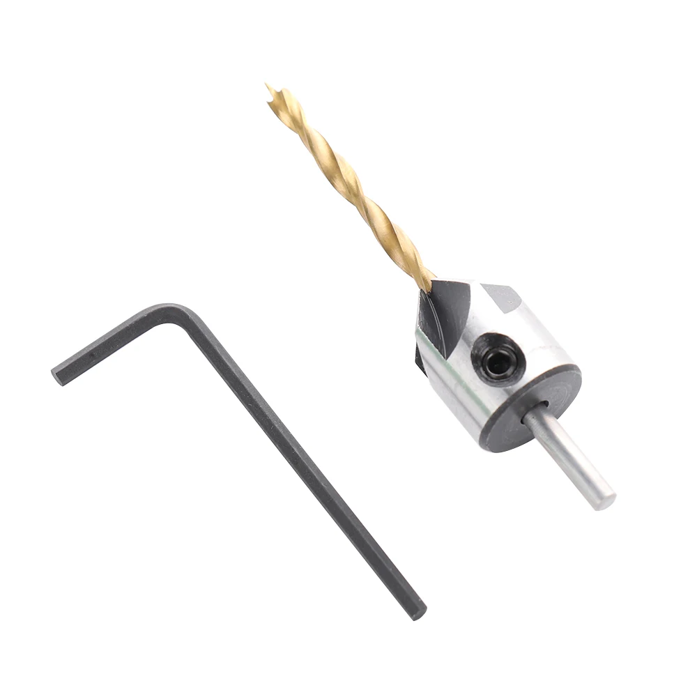 

Useful 5.5mm Round Shank With Hex Key Steel Countersink Drill Bit Carpentry Woodworking Boring Tool