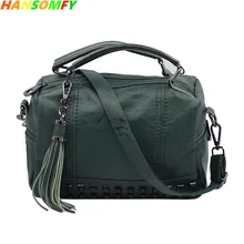 Новинка, женская сумка, роскошная, модная, с заклепками, с кисточками, сумки через плечо, простые, дикие, мягкие, кожаные, женские сумки-мессенджеры