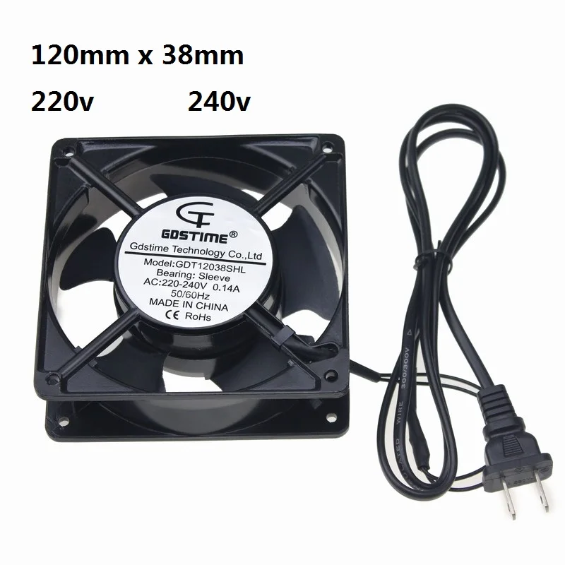 20 pcs Gdstime AC 220V 240V Two Flat Pin Connectors 120x120x38mm Axial Flow cooler 120MM Cooling Fan 12cm | Компьютеры и офис
