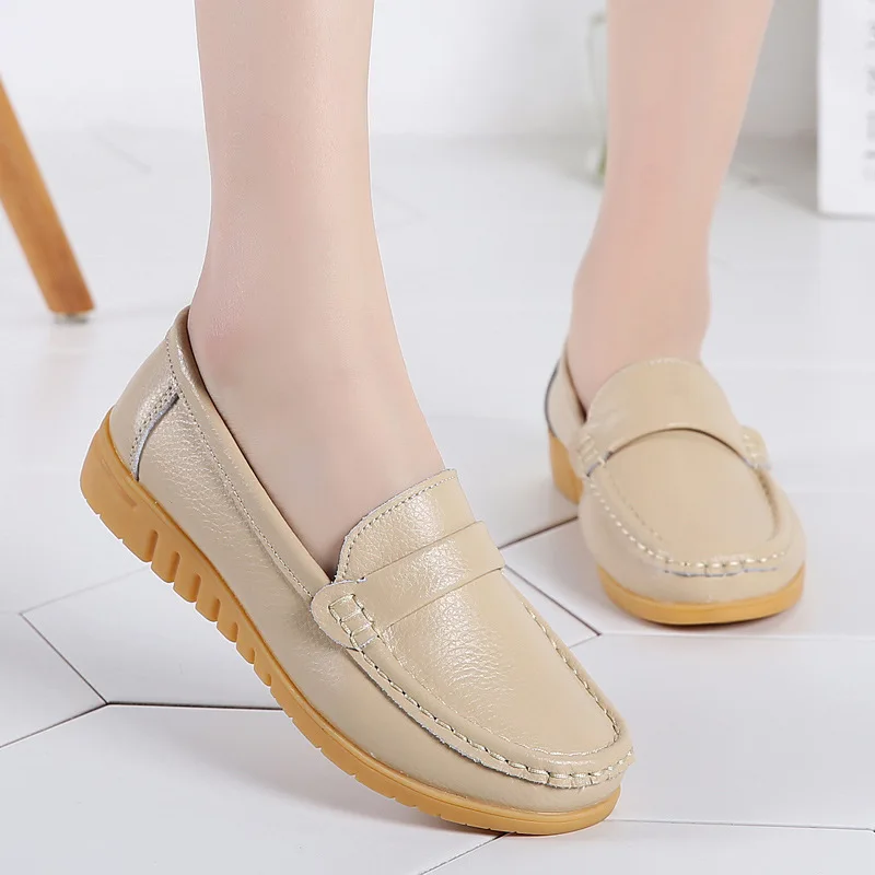

Women shoes 2019 spring autumn new soft genuine leather flats for ladies comfortable non-slip female loafers candy color