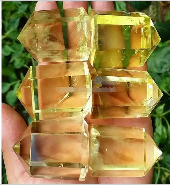 

68001+++6pcs Natural Citrine Crystal Rough Polished Point From Chin