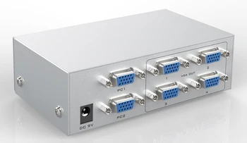 

2 in 4 out VGA Video KVM Switch Splitter 350MHz high frequency Sync Output 65M 1920x1440 RS232 Remote Control, Steel