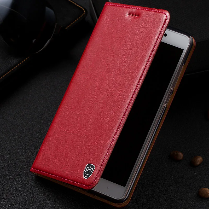 Most Buy PAb7Y Genuine Leather Case For Xiaomi Redmi Note 6 7 8 8T Pro 8A Magnet Stand Flip Card Pocket Phone Case Cover