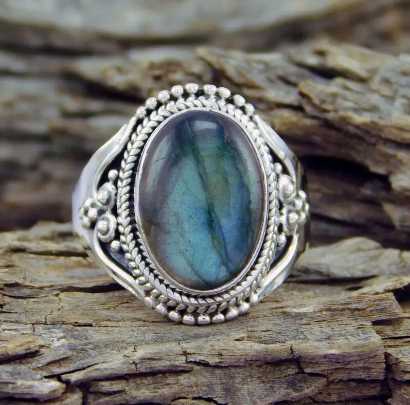 

Natural Moonstone 925 Silver Ring Men Women Jewelry Wedding Size 5-10 Fashion