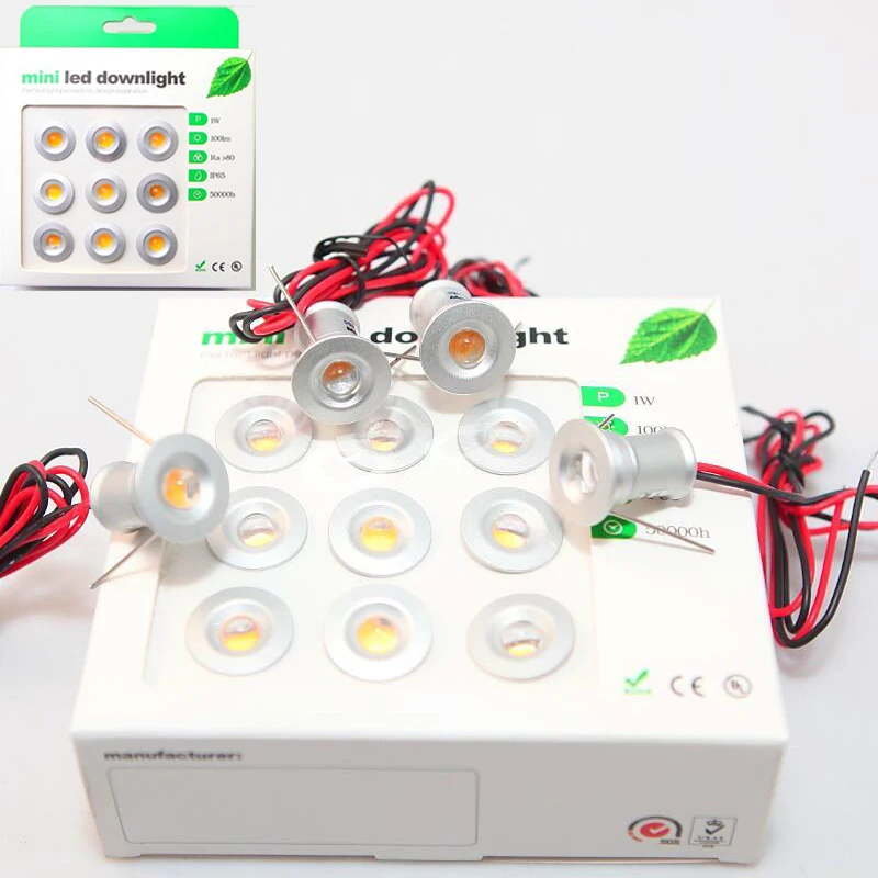 

New 9pcs/lot DC12V 1W LED MINI Downlight Bridgelux Chip Waterproof IP65 LED Spot Light LED Cabinet Light