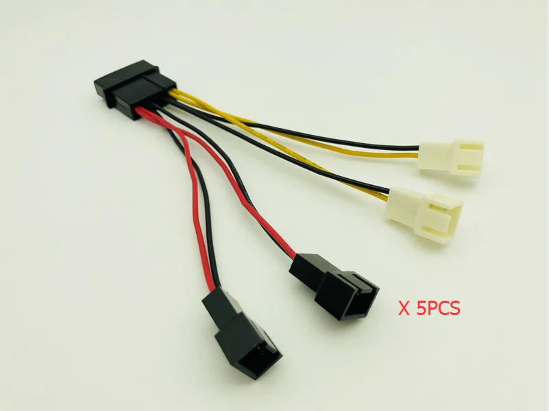 5 шт. 4Pin Molex на четыре 3 pin Кабель питания Компьютерный Вентилятор кабель адаптер