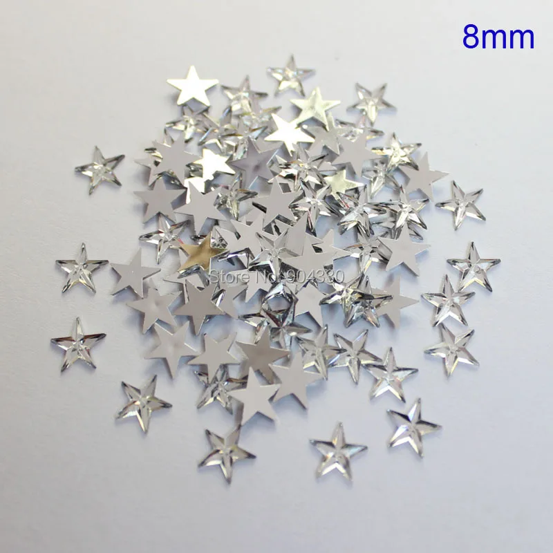 

Free Shipping LANZZAY 2000pcs Clear 8MM Five Star Flatback Rhinestone Acrylic Diamond DIY Craft Jewelry Garment Accessory