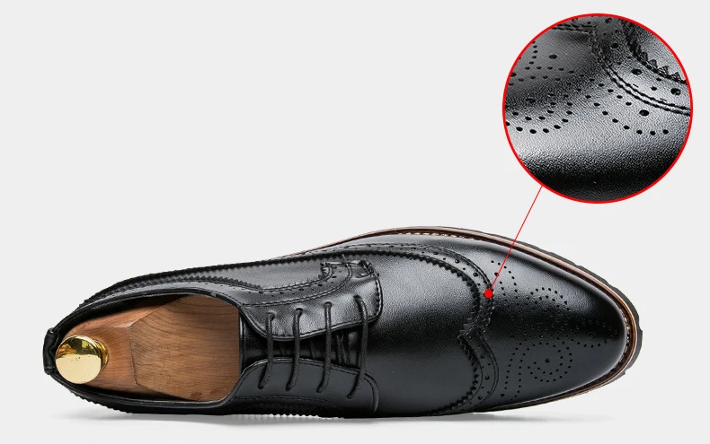 Модные брендовые мужские официальные модельные туфли с перфорацией типа «броги» для свадебной вечеринки; Кожаные Туфли-оксфорды с круглым носком в стиле ретро; Цвет черный, коричневый