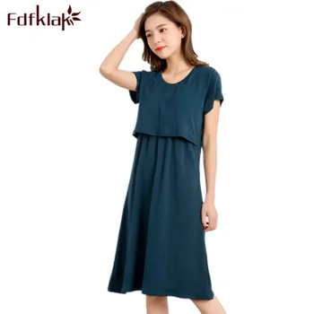 

Fdfklak Women Nursing Clothes Sleepwear Breastfeeding 2018 Summer Short Sleeve Modal Maternity Homewear Dress For Feeding F189
