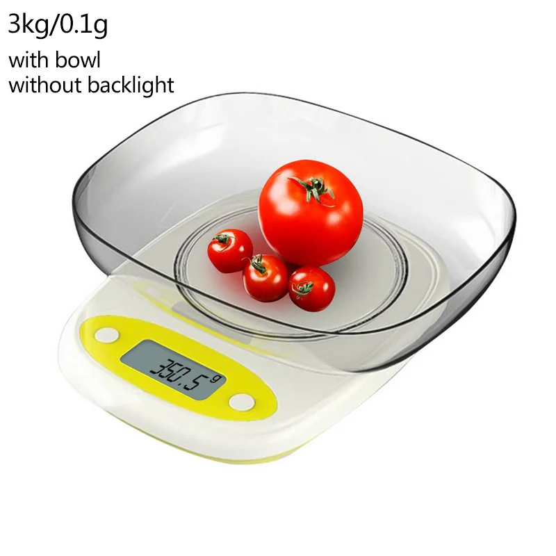 7kg/3kg 0.1/1g Mini Kitchen Scale 3 Style High Precision LCD Digital Display Scale Gram Weighing Scale for Food Jewelry Measure - Цвет: 3kg-0.1g with bowl