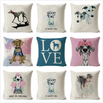 

Dog Animal Cushion Cover Pillow Case 45*45 Vintage Dog Cotton Pillow Cover Sofa Waist Throw Cushion Case Home Car Decor