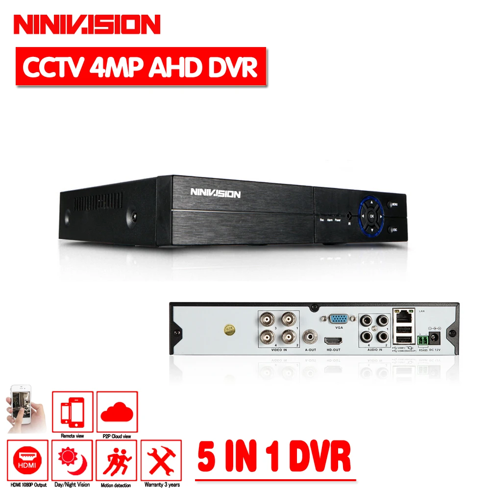 

New Super 4CH 4MP AHD DVR Digital Video Recorder for CCTV Security Camera Onvif Network 16 Channel IP HD 1080P NVR Email Alarm
