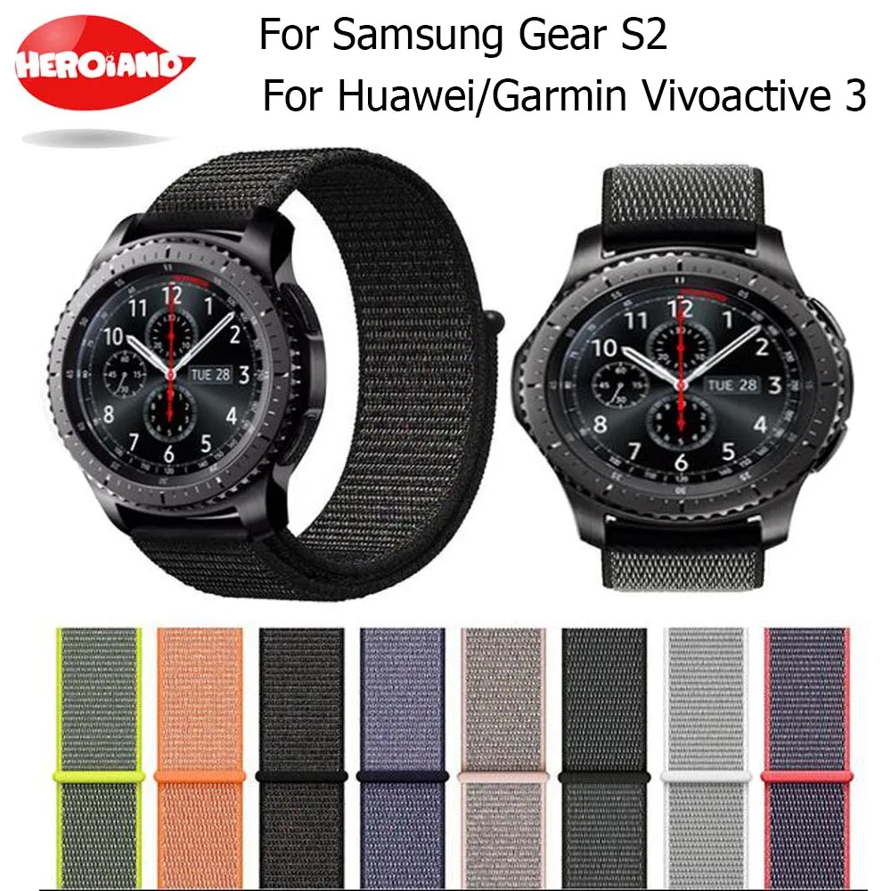 

20mm Woven Nylon Sport Loop wrist strap Band Bracelet Watch Strap For Samsung Gear S2 Huawei/Garmin Vivoactive 3 watchband