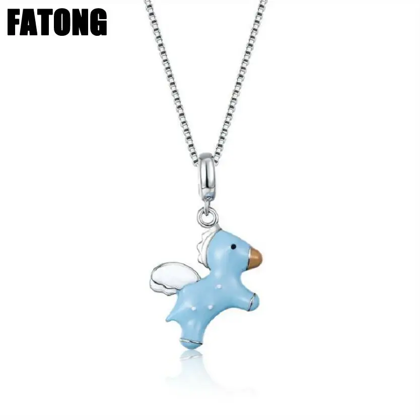 

925 sterling silver drip flying horse necklace female b Korean jewelry J0376