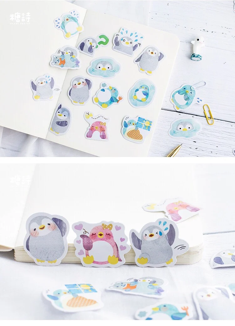 45 шт. Декоративные наклейки для скрапбукинга дневник планировщик Kawaii Penguin sticky notes Abums тег фото/Подарочная паста/милые канцелярские принадлежности