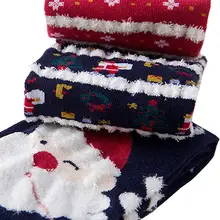 Женские 3 упаковки рождественских носков с круглым вырезом зимние хлопковые толстые носки(папа Рождество