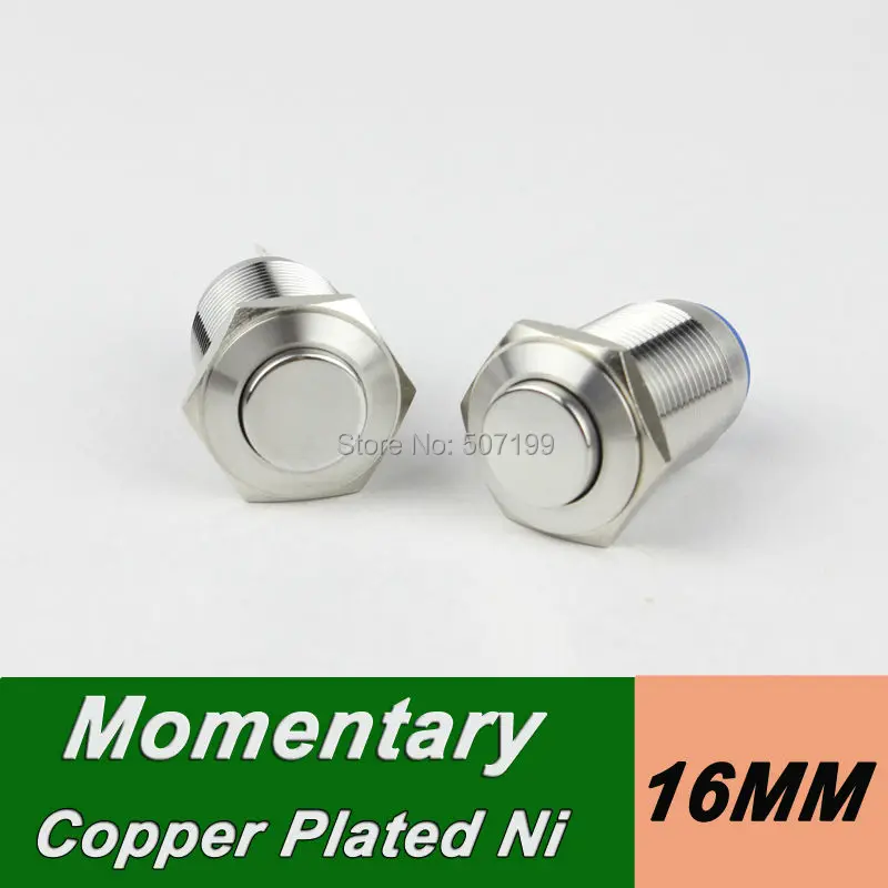 

10pcs/lot HABOO metal 16mm momentary push button switch high head pcb type 1NO+1NC push button switch