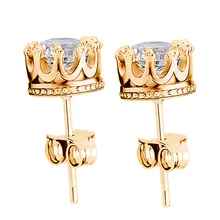 AiMolies Crown No Allergy 5mm White Purple Stone Sterling Silver Stud Earrings QED016 no stone unturned