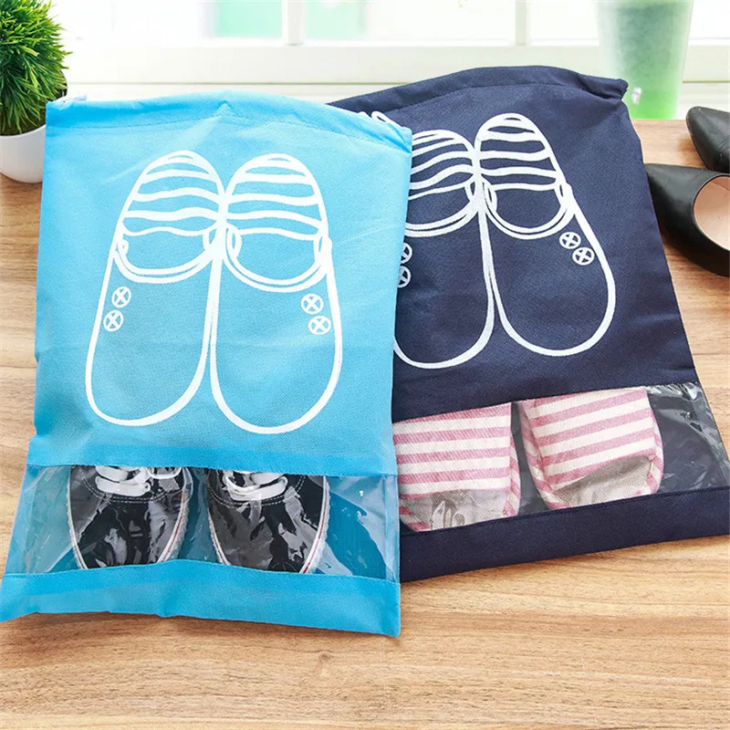 

2 Sizes Waterproof Shoes Bag Pouch Storage Travel Bag Portable Tote Drawstring Bag Organizer Cover Non-Woven Laundry JSX GHMY
