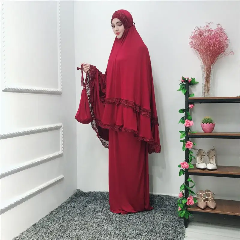 2 шт. abaya Robe Khimar Дубай, Турция мусульманский хиджаб платье кафтан цзилбаб Caftan молитва Исламская одежда Рамадан набор поклонения Халат