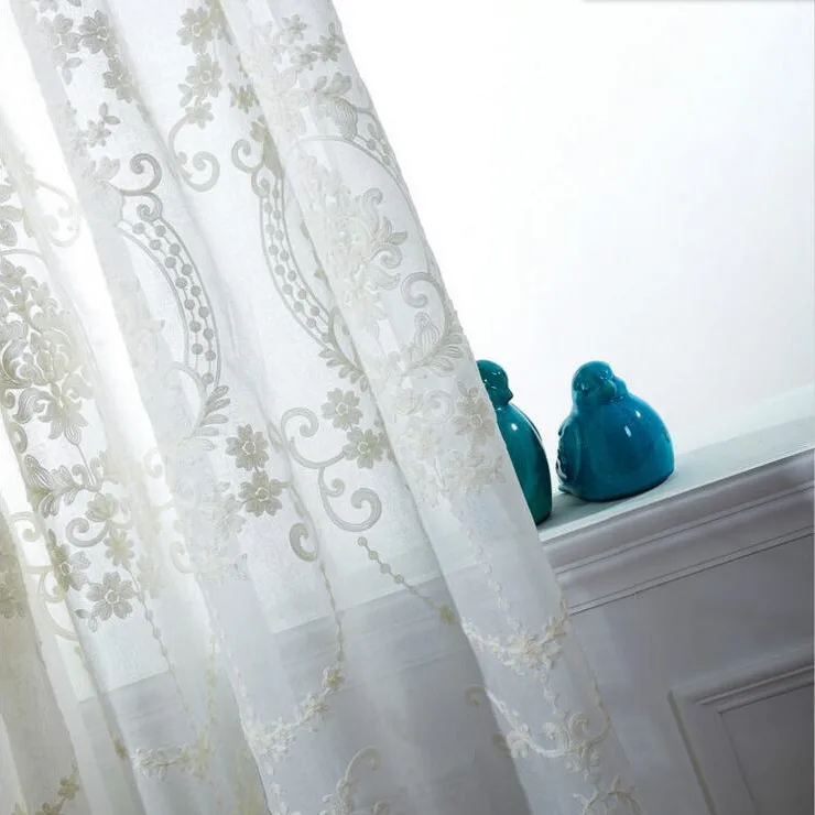 

[SS] Rustic Curtains Fabric For Curtains Embroidered Cotton For Living Bedroom White Curtain Tulle Floral Cortina Cortinas