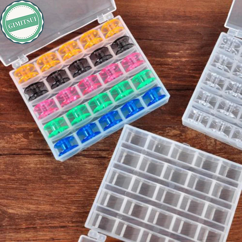 25 Cell Clear Plastic Empty Bobbin Storage Case Box Sewing Machine