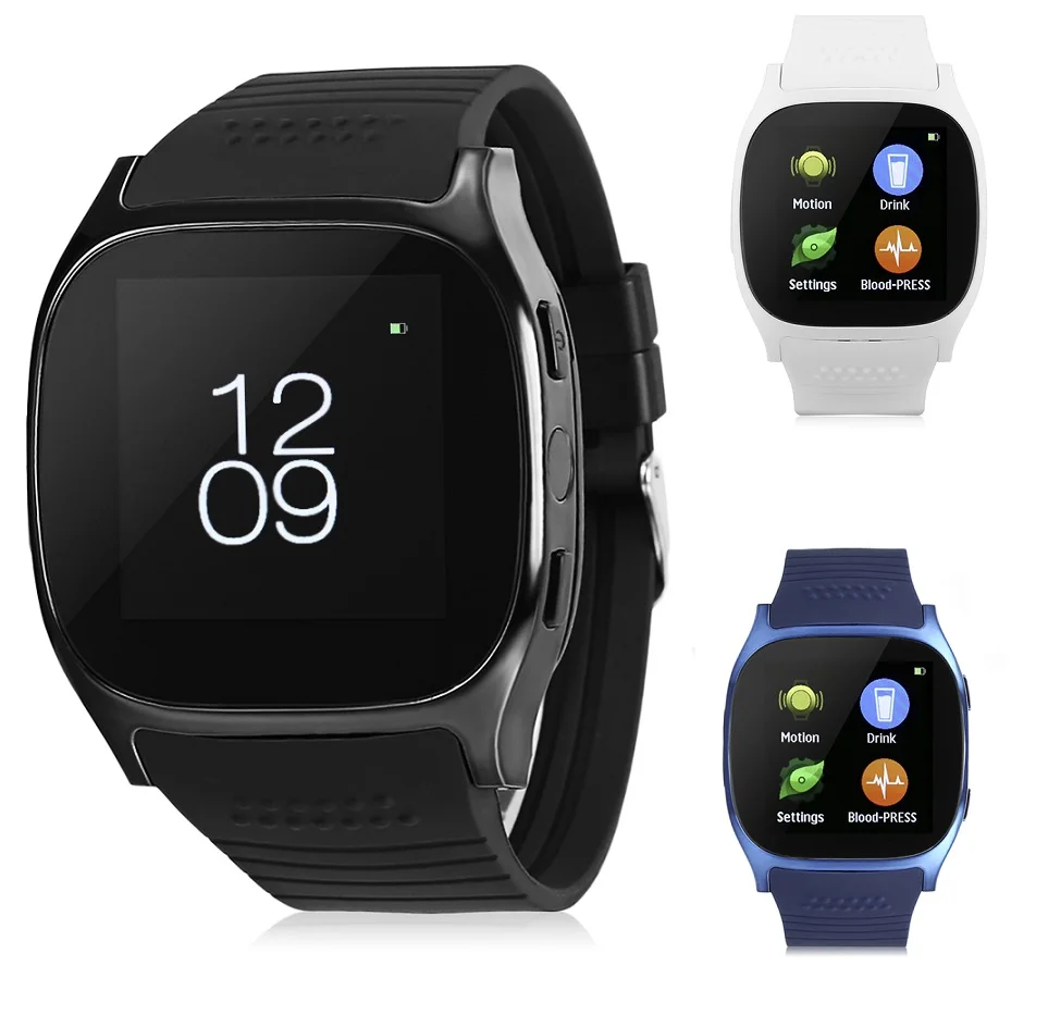 T8M Bluetooth SmartWatch телефон с сердечного ритма Мониторы шагомер Фитнес трекер Спорт
