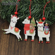 HUADODO 3 шт. деревянные альпаки Рождественские Подвески Украшения для рождественской елки висячие украшения для дома Новогодний Декор детские игрушки