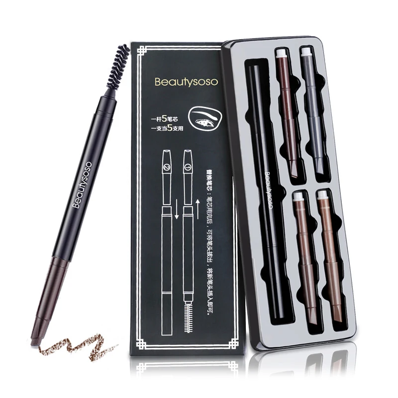 

New 5 Replacement Refills Rotatable Double Eyebrow Pencil Set Waterproof and Sweatproof Not Rendering Makeup Eyebrow Enhancers