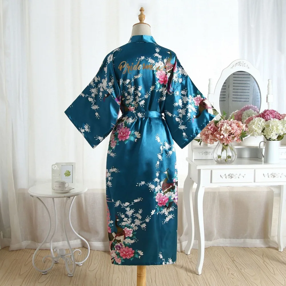 BZEL женский шелковый атлас длинный свадебный халат подружки невесты кимоно халат Feminino банный халат большого размера, в цветочек Peignoir Femme сексуальный халат