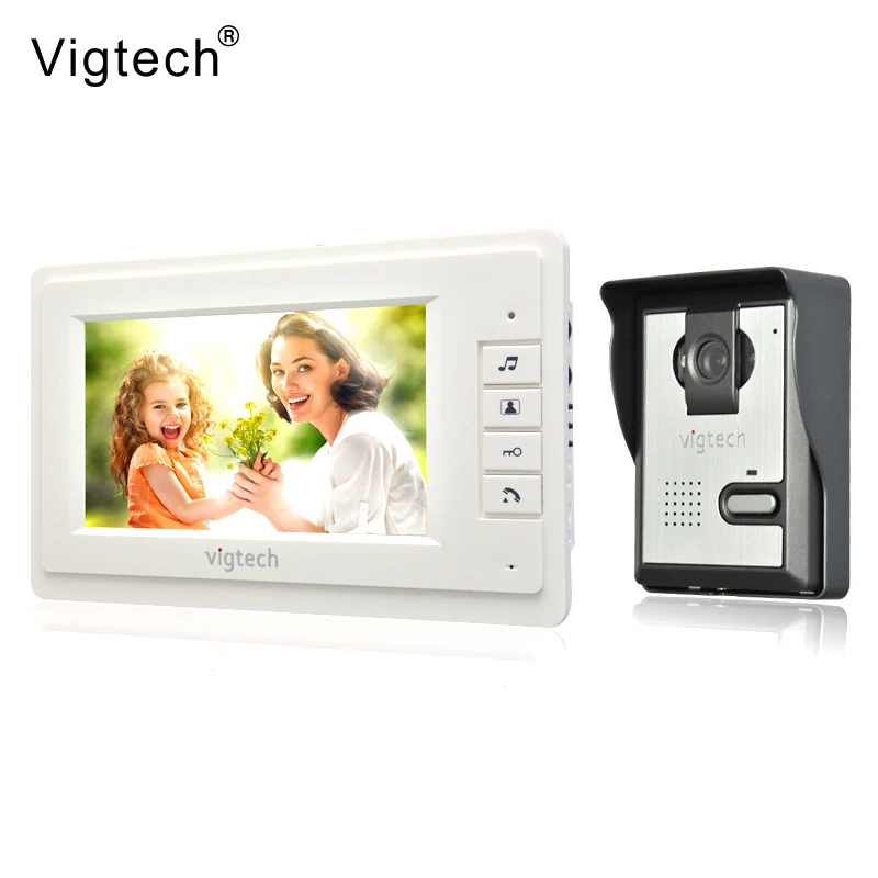 Vigtech 7 дюймов LCD цветной видео домофон система Всепогодная камера ночного видения